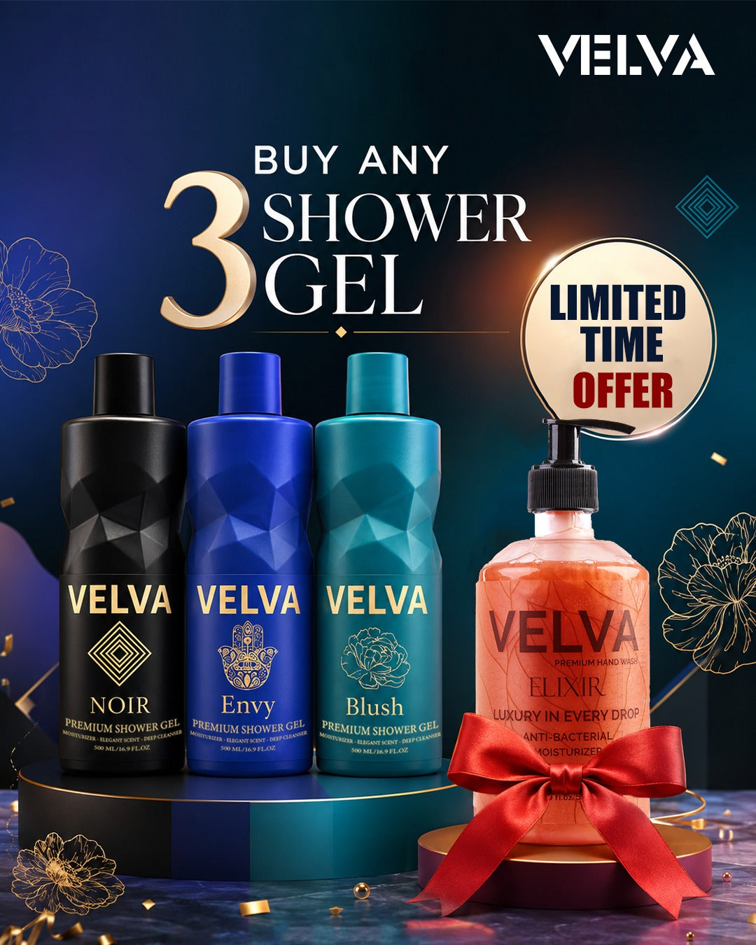 Buy 3 Shower Gel, Get 1 Hand Wash Free